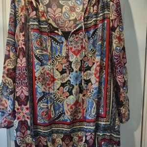 2X Rafaella 3/4 sleeve Boho top